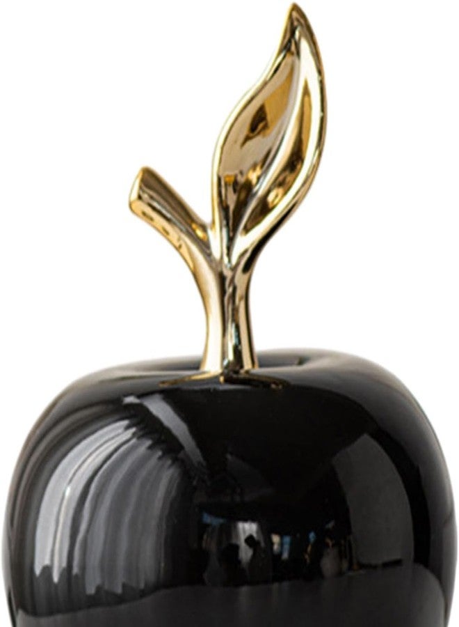 koTTIYA Apples Figurine Ceramic Apples Statue Fruit Ornaments Collectible Fruit Sculpture Artificial Fruit Sculpture for Office Bedroom Home Tabletop Decor - Black - Image 3
